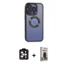 MARSİLYAN™- iPhone 15 Pro Max Kılıf Pusula Form - Siyah Bilvis Hayalet Cam Ekran Koruyucu + PVD Metal Kamera Lens - TU