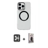 MARSİLYAN™- iPhone 15 Pro Max Kılıf Pusula Form - Siyah Bilvis Hayalet Cam Ekran Koruyucu + PVD Metal Kamera Lens - GI