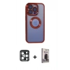 MARSİLYAN™- iPhone 15 Pro Max Kılıf Pusula Form - Siyah Bilvis Hayalet Cam Ekran Koruyucu + PVD Metal Kamera Lens - LT