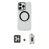 MARSİLYAN™- iPhone 15 Pro Max Kılıf Pusula Form - Siyah Bilvis Hayalet Cam Ekran Koruyucu + PVD Metal Kamera Lens - GI