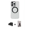 MARSİLYAN™- iPhone 15 Pro Max Kılıf Pusula Form - Siyah Bilvis Hayalet Cam Ekran Koruyucu + Raze Metal Kamera Lens - TMGI