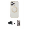 MARSİLYAN™- iPhone 15 Pro Max Kılıf Pusula Form - Siyah Bilvis Hayalet Cam Ekran Koruyucu + Raze Metal Kamera Lens - LT