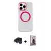 MARSİLYAN™- iPhone 15 Pro Max Kılıf Pusula Form - Siyah Bilvis Hayalet Cam Ekran Koruyucu + Raze Metal Kamera Lens - LT