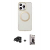 MARSİLYAN™- iPhone 15 Pro Max Kılıf Pusula Form - Siyah Bilvis Hayalet Cam Ekran Koruyucu + Raze Metal Kamera Lens - GS