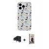MARSİLYAN™- iPhone 15 Pro Max Kılıf Pusula Form - Siyah Bilvis Hayalet Cam Ekran Koruyucu + Raze Metal Kamera Lens - LT
