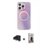 MARSİLYAN™- iPhone 15 Pro Max Kılıf Pusula Form - Siyah Bilvis Hayalet Cam Ekran Koruyucu + Raze Metal Kamera Lens - LT