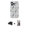 MARSİLYAN™- iPhone 15 Pro Max Kılıf Pusula Form - Siyah Bilvis Hayalet Cam Ekran Koruyucu + Raze Metal Kamera Lens - TMGI