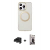 MARSİLYAN™- iPhone 15 Pro Max Kılıf Pusula Form - Siyah Bilvis Hayalet Cam Ekran Koruyucu + Raze Metal Kamera Lens - TMGI