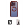 MARSİLYAN™- iPhone 15 Pro Max Kılıf Pusula Form - Siyah Bilvis Hayalet Cam Ekran Koruyucu + PVD Metal Kamera Lens - SH