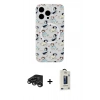 MARSİLYAN™- iPhone 15 Pro Max Kılıf Pusula Form - Siyah Bilvis Hayalet Cam Ekran Koruyucu + Titanyum Gri Raze Metal Kamera Lens