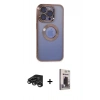 MARSİLYAN™- iPhone 15 Pro Max Kılıf Pusula Form - Siyah Bilvis Hayalet Cam Ekran Koruyucu + Raze Metal Kamera Lens - TMGI