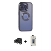 MARSİLYAN™- iPhone 15 Pro Max Kılıf Pusula Form - Siyah Bilvis Hayalet Cam Ekran Koruyucu + Titanyum Gri Raze Metal Kamera Lens