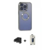 MARSİLYAN™- iPhone 15 Pro Max Kılıf Pusula Form - Siyah Bilvis Hayalet Cam Ekran Koruyucu + Titanyum Gri Raze Metal Kamera Lens