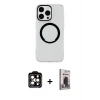 MARSİLYAN™- iPhone 15 Pro Max Kılıf Pusula Form - Siyah Bilvis Hayalet Cam Ekran Koruyucu + PVD Metal Kamera Lens - TU