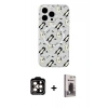MARSİLYAN™- iPhone 15 Pro Max Kılıf Pusula Form - Siyah Bilvis Hayalet Cam Ekran Koruyucu + PVD Metal Kamera Lens - TU