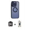 MARSİLYAN™- iPhone 15 Pro Max Kılıf Pusula Form - Siyah Bilvis Hayalet Cam Ekran Koruyucu + PVD Metal Kamera Lens - TU