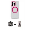 MARSİLYAN™- iPhone 15 Pro Max Kılıf Pusula Form - Siyah Bilvis Hayalet Cam Ekran Koruyucu + PVD Metal Kamera Lens - TU