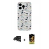 MARSİLYAN™- iPhone 15 Pro Max Kılıf Pusula Form - Siyah Buffer Cam Ekran Koruyucu + Gümüş Raze Metal Kamera Lens