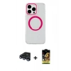 MARSİLYAN™- iPhone 15 Pro Max Kılıf Pusula Form - Siyah Buffer Cam Ekran Koruyucu + Lacivert Raze Metal Kamera Lens