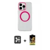 MARSİLYAN™- iPhone 15 Pro Max Kılıf Pusula Form - Siyah Buffer Cam Ekran Koruyucu + PVD Metal Kamera Lens - GI