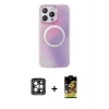 MARSİLYAN™- iPhone 15 Pro Max Kılıf Pusula Form - Siyah Buffer Cam Ekran Koruyucu + PVD Metal Kamera Lens - GI