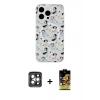 MARSİLYAN™- iPhone 15 Pro Max Kılıf Pusula Form - Siyah Buffer Cam Ekran Koruyucu + PVD Metal Kamera Lens - GI