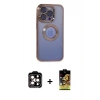 MARSİLYAN™- iPhone 15 Pro Max Kılıf Pusula Form - Siyah Buffer Cam Ekran Koruyucu + PVD Metal Kamera Lens - TU