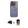 MARSİLYAN™- iPhone 15 Pro Max Kılıf Pusula Form - Siyah Buffer Cam Ekran Koruyucu + Raze Metal Kamera Lens - SH