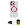 MARSİLYAN™- iPhone 15 Pro Max Kılıf Pusula Form - Siyah Buffer Cam Ekran Koruyucu + Raze Metal Kamera Lens - TMGI