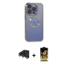 MARSİLYAN™- iPhone 15 Pro Max Kılıf Pusula Form - Siyah Buffer Cam Ekran Koruyucu + Raze Metal Kamera Lens - LT