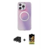 MARSİLYAN™- iPhone 15 Pro Max Kılıf Pusula Form - Siyah Buffer Cam Ekran Koruyucu + Raze Metal Kamera Lens - TMGI
