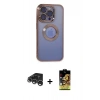 MARSİLYAN™- iPhone 15 Pro Max Kılıf Pusula Form - Siyah Buffer Cam Ekran Koruyucu + Raze Metal Kamera Lens - GS