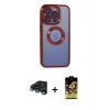 MARSİLYAN™- iPhone 15 Pro Max Kılıf Pusula Form - Siyah Buffer Cam Ekran Koruyucu + Raze Metal Kamera Lens - LT