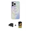 MARSİLYAN™- iPhone 15 Pro Max Kılıf Pusula Form - Siyah Buffer Cam Ekran Koruyucu + Raze Metal Kamera Lens - TMGI