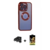 MARSİLYAN™- iPhone 15 Pro Max Kılıf Pusula Form - Siyah Buffer Cam Ekran Koruyucu + Raze Metal Kamera Lens - GS