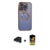 MARSİLYAN™- iPhone 15 Pro Max Kılıf Pusula Form - Siyah Buffer Cam Ekran Koruyucu + Raze Metal Kamera Lens - LT