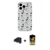 MARSİLYAN™- iPhone 15 Pro Max Kılıf Pusula Form - Siyah Buffer Cam Ekran Koruyucu + Raze Metal Kamera Lens - TMGI
