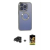MARSİLYAN™- iPhone 15 Pro Max Kılıf Pusula Form - Siyah Buffer Cam Ekran Koruyucu + Raze Metal Kamera Lens - GS