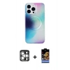 MARSİLYAN™- iPhone 15 Pro Max Kılıf Pusula Form - Siyah Buffer Hayalet Cam Ekran Koruyucu + PVD Metal Kamera Lens - GS