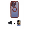 MARSİLYAN™- iPhone 15 Pro Max Kılıf Pusula Form - Siyah Buffer Hayalet Cam Ekran Koruyucu + Raze Metal Kamera Lens - LT