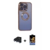 MARSİLYAN™- iPhone 15 Pro Max Kılıf Pusula Form - Siyah Buffer Hayalet Cam Ekran Koruyucu + Raze Metal Kamera Lens - LT