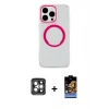 MARSİLYAN™- iPhone 15 Pro Max Kılıf Pusula Form - Siyah Buffer Hayalet Cam Ekran Koruyucu + PVD Metal Kamera Lens - GI