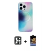 MARSİLYAN™- iPhone 15 Pro Max Kılıf Pusula Form - Siyah Buffer Hayalet Cam Ekran Koruyucu + PVD Metal Kamera Lens - LT