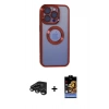 MARSİLYAN™- iPhone 15 Pro Max Kılıf Pusula Form - Siyah Buffer Hayalet Cam Ekran Koruyucu + Raze Metal Kamera Lens - TMGI