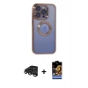 MARSİLYAN™- iPhone 15 Pro Max Kılıf Pusula Form - Siyah Buffer Hayalet Cam Ekran Koruyucu + Raze Metal Kamera Lens - TMGI