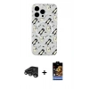 MARSİLYAN™- iPhone 15 Pro Max Kılıf Pusula Form - Siyah Buffer Hayalet Cam Ekran Koruyucu + Raze Metal Kamera Lens - TMGI