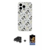 MARSİLYAN™- iPhone 15 Pro Max Kılıf Pusula Form - Siyah Buffer Hayalet Cam Ekran Koruyucu + Raze Metal Kamera Lens - GS