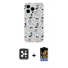 MARSİLYAN™- iPhone 15 Pro Max Kılıf Pusula Form - Siyah Buffer Hayalet Cam Ekran Koruyucu + PVD Metal Kamera Lens - SH