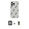 MARSİLYAN™- iPhone 15 Pro Max Kılıf Pusula Form - Siyah Joko Magic 5D Hayalet Cam + Gri PVD Metal Kamera Lens