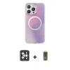 MARSİLYAN™- iPhone 15 Pro Max Kılıf Pusula Form - Siyah Joko Magic 5D Hayalet Cam + Gri PVD Metal Kamera Lens